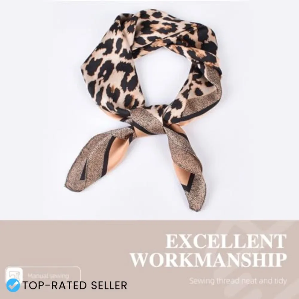 Satin Silk Scarf Leopard Print Unisex Fashion Accessory Versatile Wrap